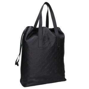 Louis Vuitton Monogram Shadow Black Helmet Leather Tote Bag Black